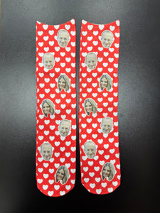 גרביים עם פרצופים דגם - Couples Face Hearts Socks