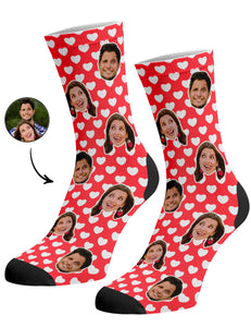 גרביים עם פרצופים דגם - Couples Face Hearts Socks