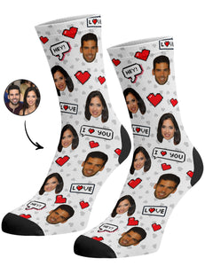 גרביים עם פרצופים דגם - Love Text Socks