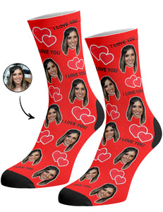 גרביים עם פרצופים דגם - I Love You Valentines Day Socks