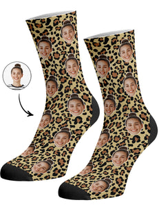 גרביים עם פרצופים דגם - Leopard Print Face Socks