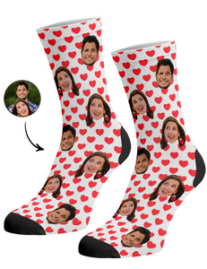 גרביים עם פרצופים דגם - Couples Face Hearts Socks