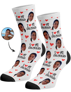 גרביים עם פרצופים דגם - I Love My Girlfriend Socks