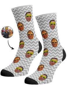 גרביים עם פרצופים דגם - Zig Zag Face Pattern Socks