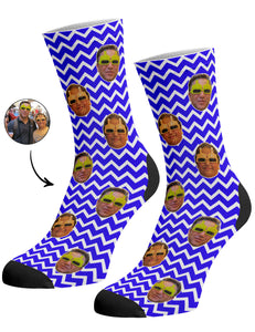 גרביים עם פרצופים דגם - Zig Zag Face Pattern Socks