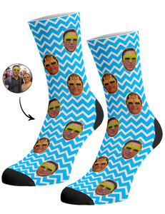 גרביים עם פרצופים דגם - Zig Zag Face Pattern Socks